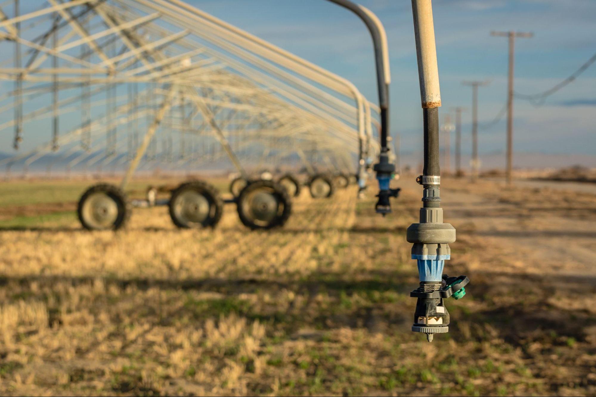 Closeup of a farm irrigation system.
